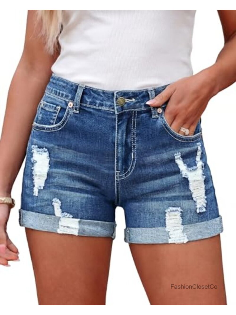 High Waisted Ripped Denim Shorts for Women - Distressed Jean Jorts Y2K
